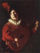 MANFREDI, Bartolomeo Lute Playing Young sg oil painting picture wholesale